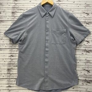 Lululemon Shirt Men's Medium Commission Short Sleeve Stretch Oxford Zip Pocket